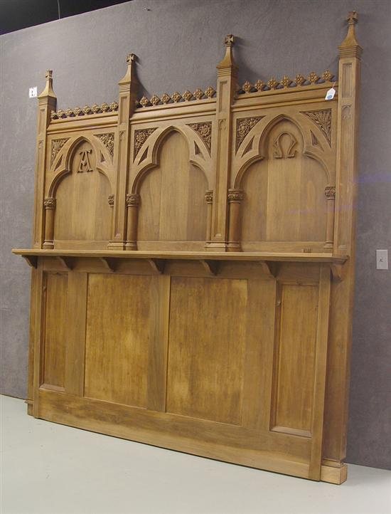 Appraisal: Walnut Reredos Four columns surmounted by St Andrew's crosses framing