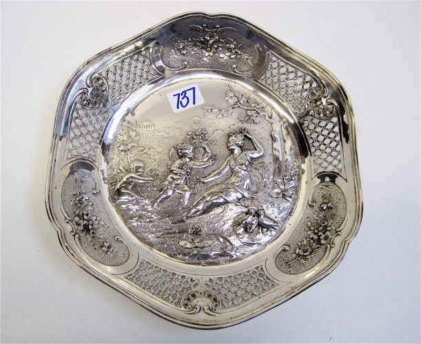 Appraisal: FRENCH STERLING SILVER SHALLOW BOWL with repousse and pierced decoration