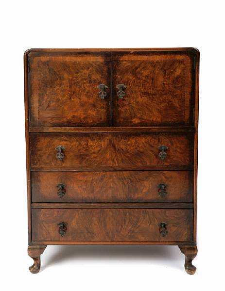 Appraisal: A burled walnut cabinet height in width in depth in