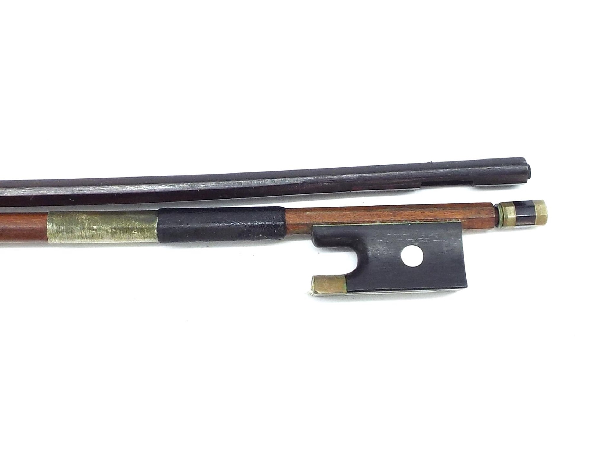 Appraisal: Old violin bow stick also a nickel mounted violin bow