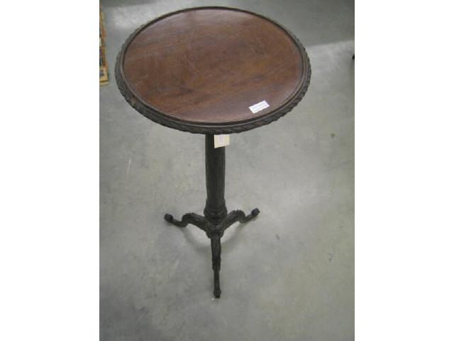 Appraisal: Carved Mahogany Plant Stand tri-footed tall diameter top