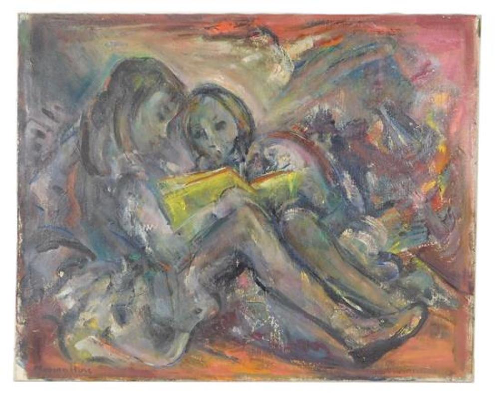 Appraisal: Marion Huse American - Two Children Sharing a Story oil