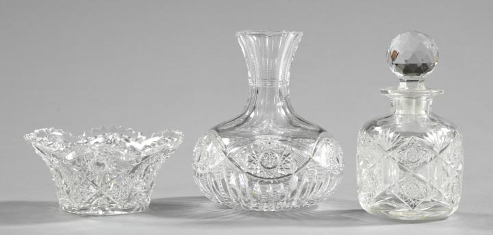 Appraisal: Three-Piece Collection of American Brilliant-Cut Glass first quarter th century