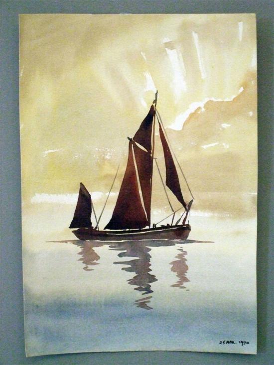 Appraisal: Keith Burtonshaw four watercolours of sailing ships and boats one