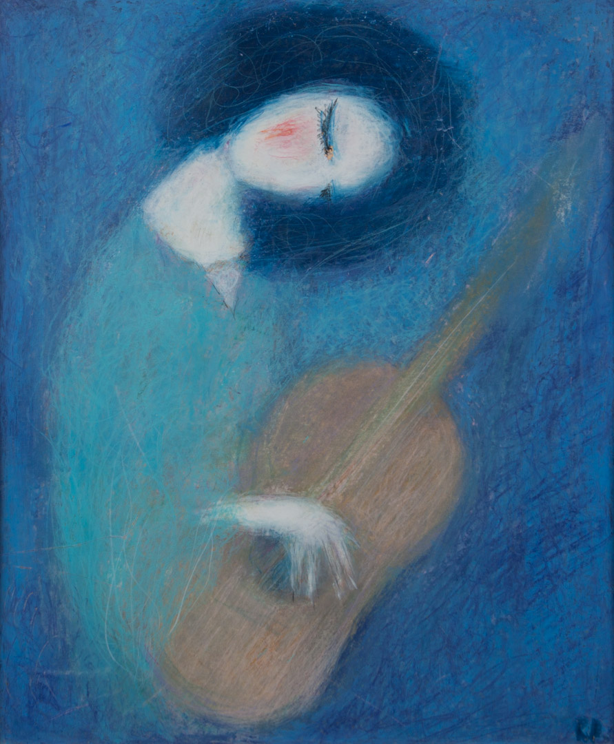 Appraisal: Raymond deBotton Woman Playing Guitar pastel b Initialed R B