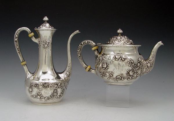 Appraisal: A PETITE GORHAM STERLING COFFEE TEAPOT In matching repousse floral