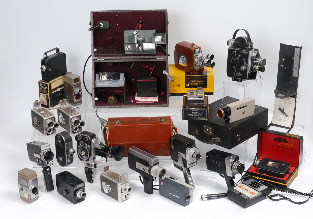 Appraisal: IMPRESSIVE COLLECTION OF MM MOVIE CAMERAS W EDITING KIT INCL