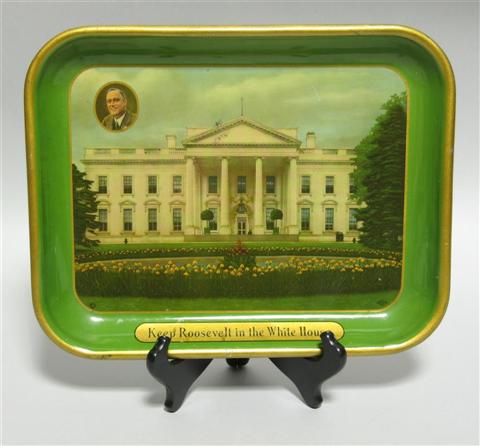 Appraisal: FRANKLIN DELANO ROOSEVELT CAMPAIGN TRAY Chromolithograph on metal tray featuring