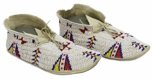 Appraisal: pair Cheyenne beaded moccasins c rd quarter thc on commercial