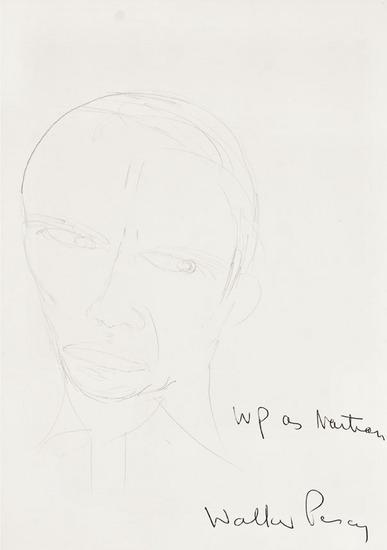 Appraisal: Walker PERCY American - Self-portrait pencil and ink on paper