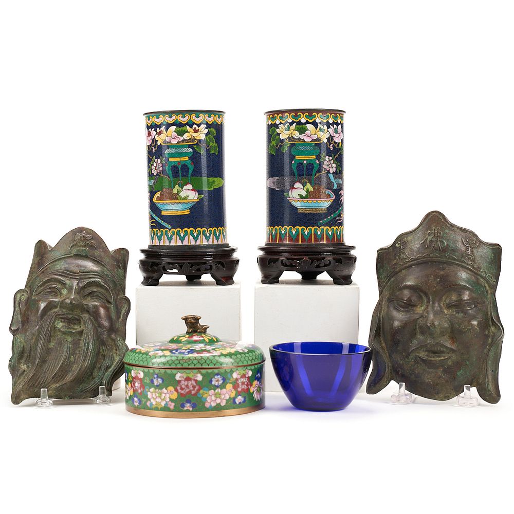 Appraisal: Grp Chinese Objects - Cloisonne Bronze A lovely group of