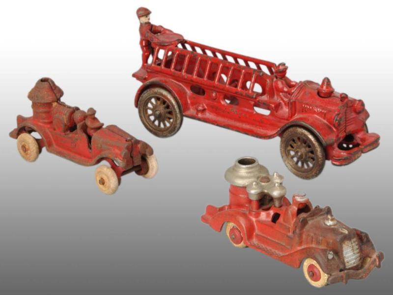 Appraisal: Lot of Cast Iron Fire Vehicle Toys Description Includes one