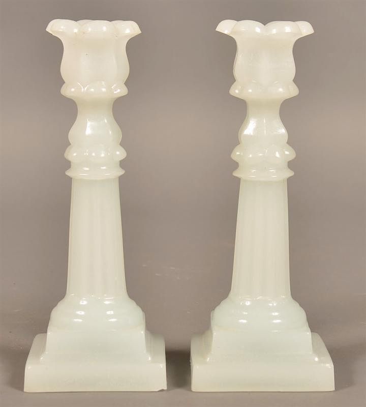 Appraisal: Pair of Boston and Sandwich Glass Candlesticks Pair of Boston