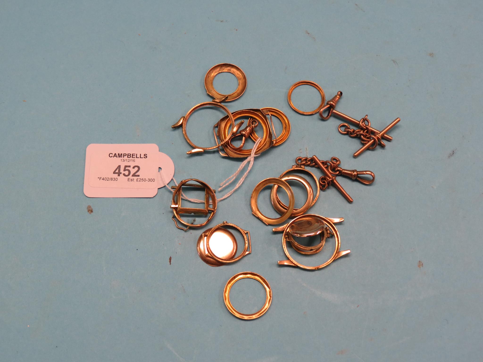 Appraisal: A quantity of ct gold watch-case components grams total and