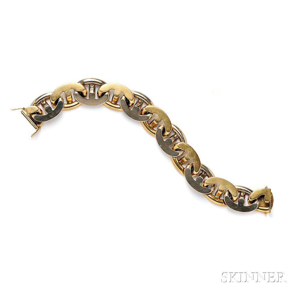 Appraisal: kt Bicolor Gold Bracelet of thick fancy links dwt lg