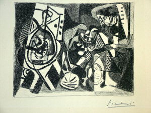 Appraisal: After Pablo Picasso - - Figures in an interior lithograph