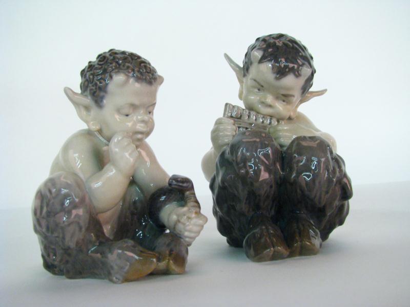 Appraisal: Two Royal Copenhagen Faun Figures one is number '' high