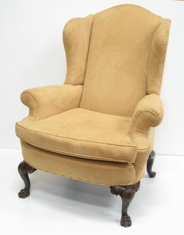 Appraisal: A th Century George II style Wing Armchair with chamois