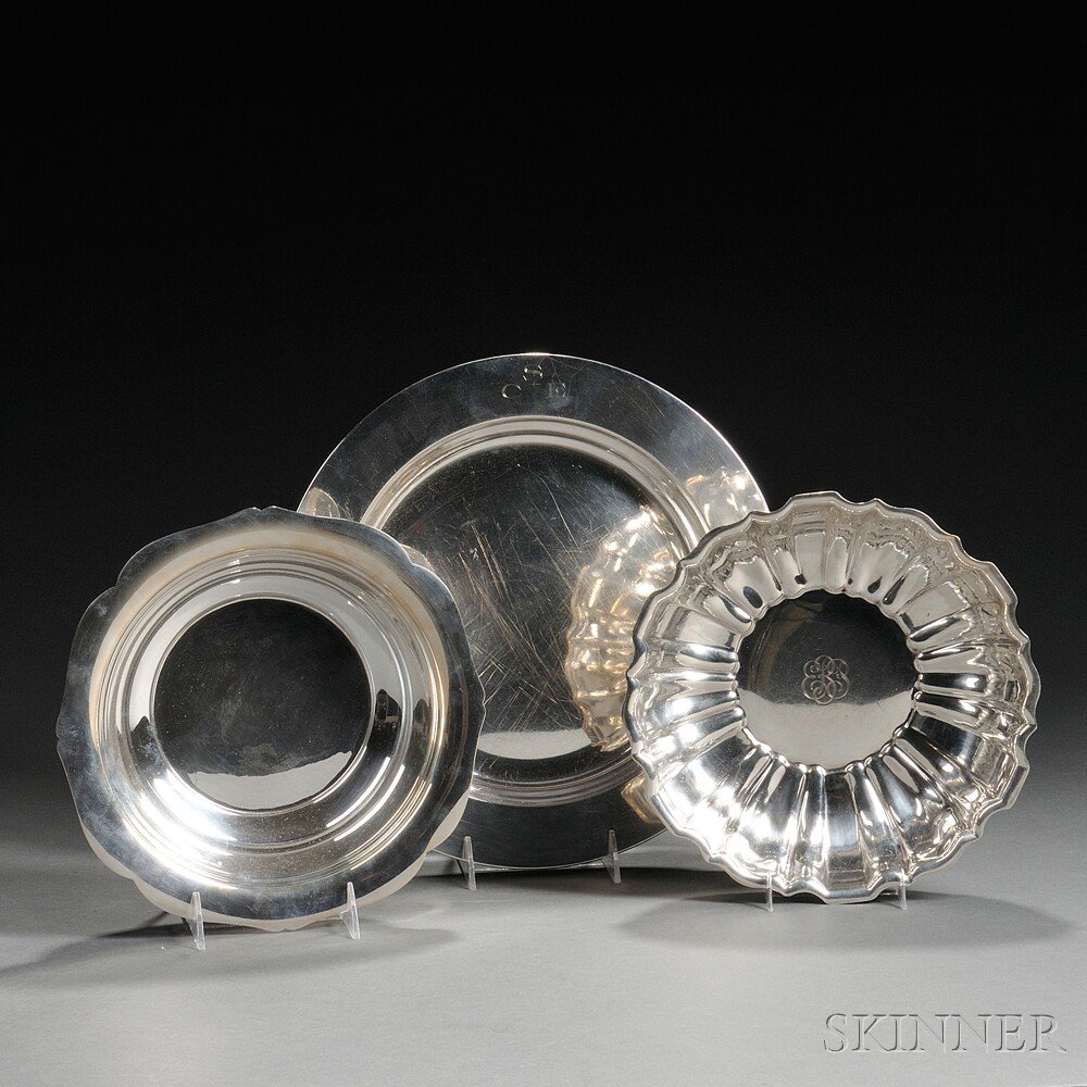 Appraisal: Three American Sterling Silver Dishes mid to late th century