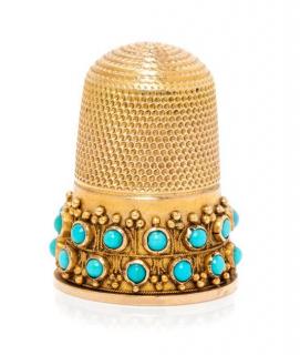 Appraisal: A Victorian Yellow Gold and Turquoise Thimble Likely James Fenton