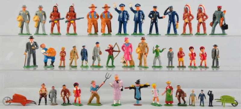 Appraisal: Lot of Approx Barclay Toy Figures Includes cowboys Indians civilians