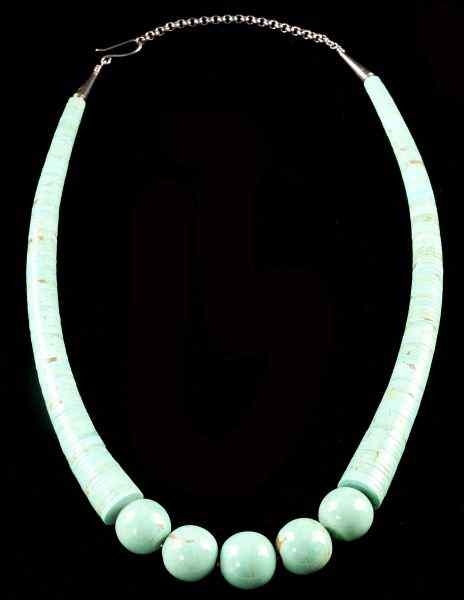 Appraisal: Two Native American Turquoise Necklacesthe first designed by Jimmy Calabaza