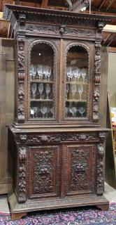 Appraisal: Pair of Henri II Renaissance Revival carved oak buffets a