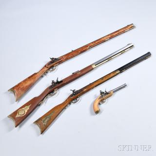 Appraisal: Four Reproduction Muzzle-loading Guns th century a percussion rifle serial