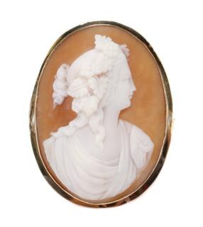 Appraisal: Antique Cameo Brooch Woman with Grapes Antique circa s handmade