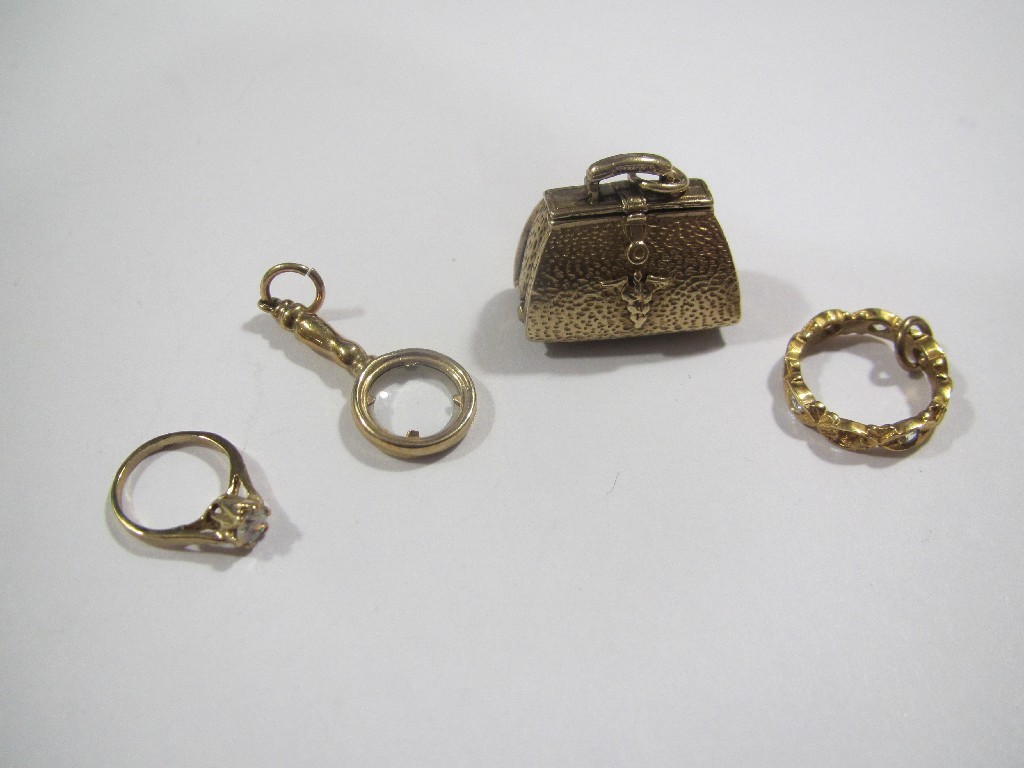 Appraisal: Lot comprising a ct gold trinket in the form of