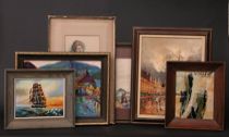 Appraisal: A Lot of Miscellaneous Decorative Works The first painting in