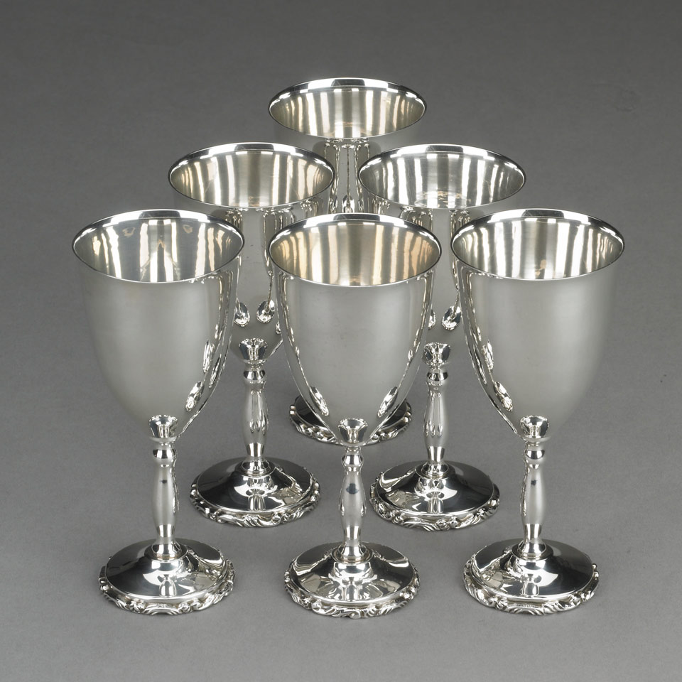 Appraisal: Set of Six Mexican Silver Goblets Torres Vega Mexico City