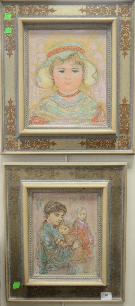 Appraisal: Group of Four Edna Hibel American - lithographs on porcelain