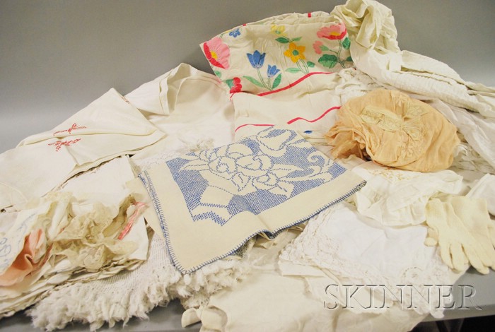 Appraisal: Group of Table Linens and Assorted Textiles including crocheted and