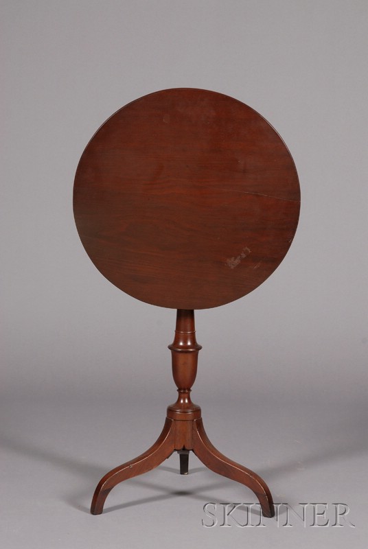 Appraisal: George III Mahogany Tilt-top Tripod Table with circular top turned