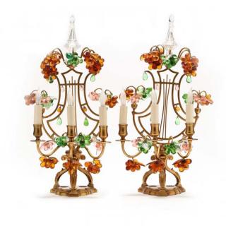 Appraisal: Pair of Vintage Murano Mantel Lamps circa gilt brass three