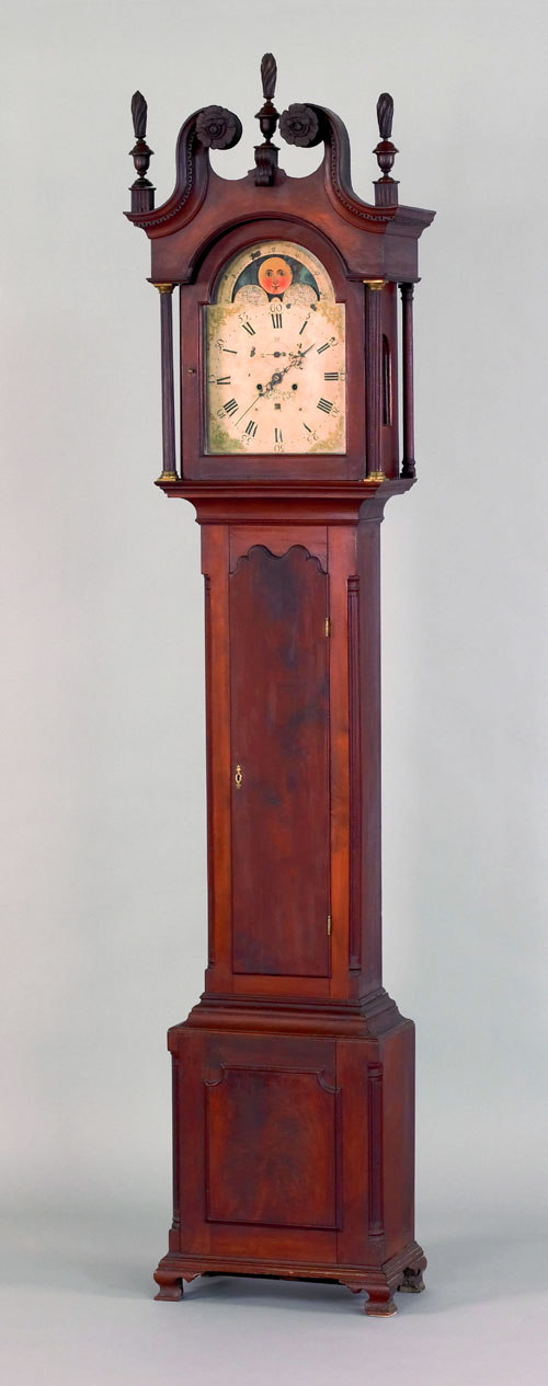 Appraisal: York County Pennsylvania Chippendale walnut tall case clock ca the