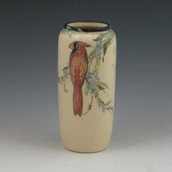 Appraisal: Weller White Decorated Hudson vase with rare cardinal decoration Marked