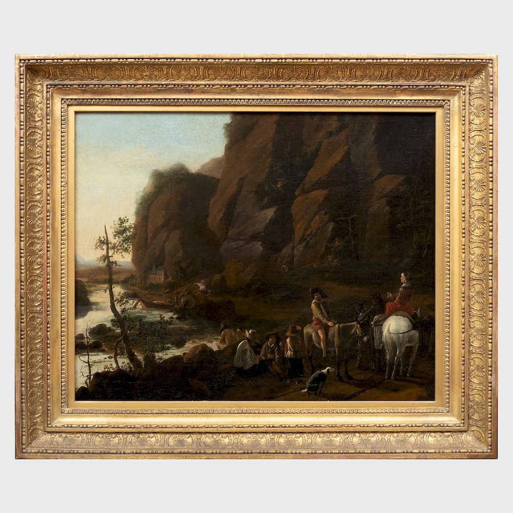 Appraisal: Follower of Jan Both circa - River Landscape with Travelers