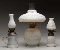 Appraisal: THREE WMG MINI LAMPS S - Christmas Tree lamp Acorn