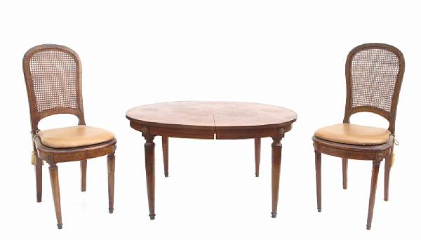 Appraisal: A Louis Philippe style inlaid mahogany dining suite comprising an