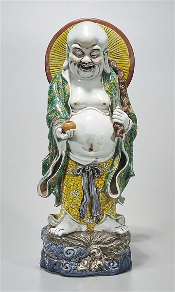 Appraisal: Chinese enameled porcelain Budhai figure x x approx Condition wear