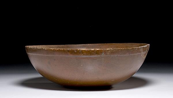 Appraisal: LARGE TH-CENTURY AMERICAN WOODEN BOWL having an old varnish diameter