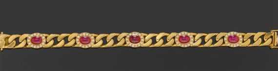 Appraisal: RUBY AND BRILLIANT-CUT DIAMOND BRACELET Yellow gold g Casual-elegant bracelet