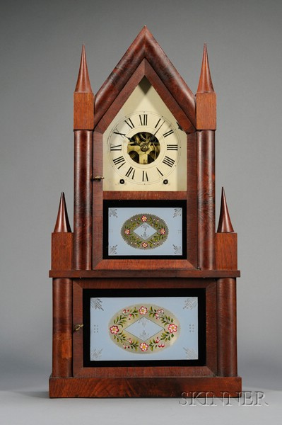 Appraisal: Mahogany Double-Steeple Clock by Birge and Fuller Bristol Connecticut with