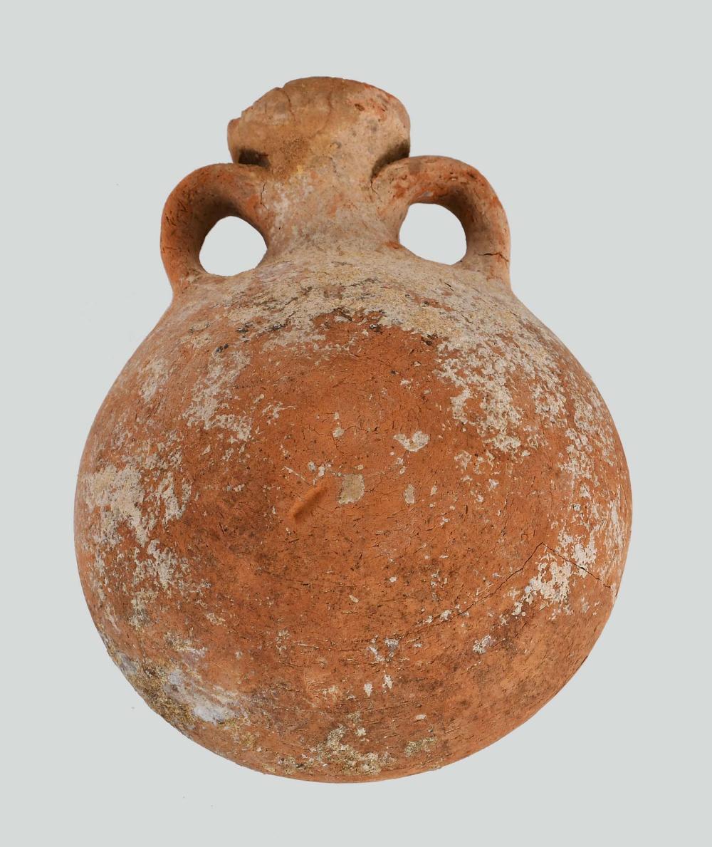 Appraisal: LATE BRONZE AGE TERRA COTTA TWO-HANDLED CIRCULAR JUGJudea B C