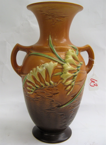 Appraisal: ROSEVILLE ART POTTERY VASE - H in the Freesia pattern