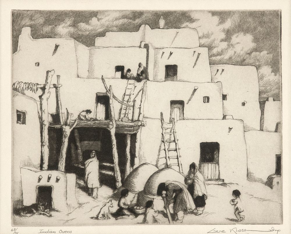 Appraisal: Gene Kloss Indian Ovens GENE KLOSS - Indian Ovens etching