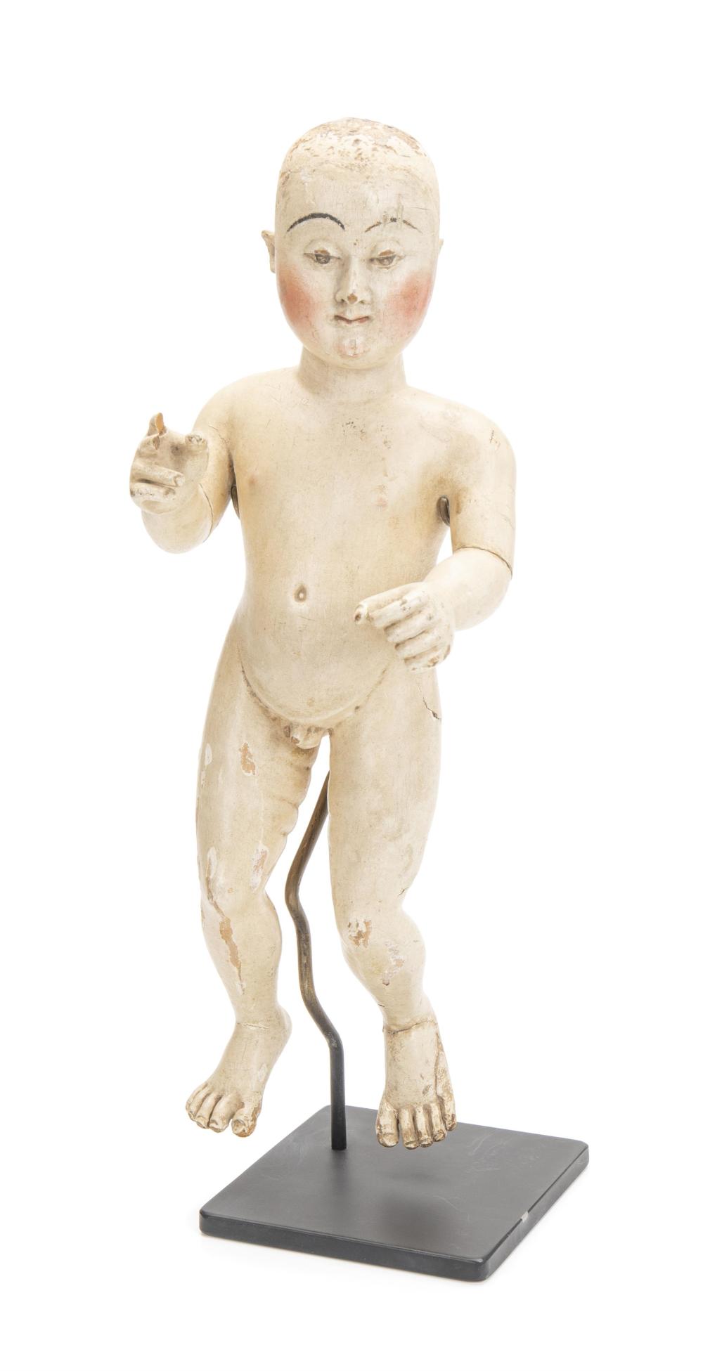 Appraisal: Spanish Colonial infant Santos figure th Century Mexico The mounted