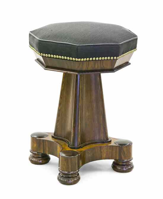 Appraisal: An American Mahogany Melodeon Stool having an octagonal upholstered seat